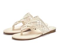 Pantolette LASCANA "Sommerschuh, Zehentrenner, Sandale, offener Schuh, Mule", Damen, Gr. 38, beige, Obermaterial: 100% Textilmaterial. Decksohle: 100% Textilmaterial. Futter: 100% Textilmaterial. Lauf