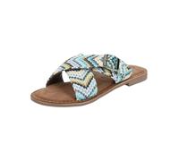 Pantolette LAZAMANI "Lazamani Pantoletten Leder/Synthetik", Damen, Gr. 37, bunt (blau, multi), Leder, Synthetik, Schuhe Pantolette (24112669-37) blau, multi