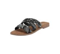 Pantolette LAZAMANI "Lazamani Pantoletten Leder/Textil", Damen, Gr. 38, schwarz (schwarz kombi), Leder, Textil, Schuhe Pantolette (90072213-38)