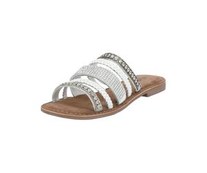 Pantolette LAZAMANI "Lazamani Pantoletten Leder/Textil", Damen, Gr. 38, weiß (weiß kombi), Leder, Textil, Schuhe Pantolette (74441622-38) weiß kombi