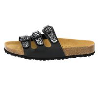 Lico Damen Bioline Flower Pantoletten, Schwarz Silber, 40 EU