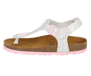 Pantolette LICO "Zehenstegpantolette Bioline Starprint", Mädchen, Gr. 36, weiß, Synthetik, Schuhe Pantolette (45855126-36) weiß