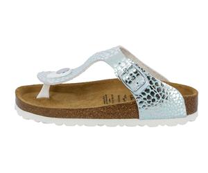 Pantolette LICO "Zehenstegpantolette Bioline Stone Kids", Mädchen, Gr. 32, blau, Synthetik, Schuhe Pantolette (61935812-32) blau