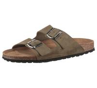 Pantolette MAN'S WORLD, Herren, Gr. 41, grün (olivgrün), Veloursleder, Schuhe Pantolette, Schlappen, Sommerschuh, Hausschuh mit vorgeformtem Fußbett (96810714-41)