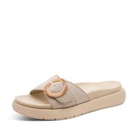 Pantolette MARCO TOZZI, Damen, Gr. 39, sand, Textil, Veloursleder, unifarben, Schuhe Pantolette, Keilabsatz, Schlupfschuh mit seitlichem Stretcheinsatz (21536119-39) sand