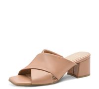 Pantolette MARCO TOZZI, Damen, Gr. 40, hellbraun, Lederimitat, unifarben, Schuhe Pantolette, Blockabsatz, Sommerschuh, Schlappen mit gekreuzter Bandage (30818156-40) hellbraun