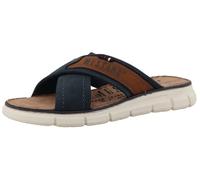 Pantolette MUSTANG SHOES "Emiliano", Herren, Gr. 44, navy, Lederimitat, Textil, Schuhe Pantolette, Sommerschuh, Schlupfschuh mit Logoschriftzug (83110811-44) navy