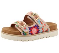 Pantolette MUSTANG SHOES "Malina", Damen, Gr. 40, rosé multi, Baumwolle, Textil, Schuhe Pantolette, Sommerschuh, Schlupfschuh mit aufwendiger, bunter Stickerei (26095411-40) rosé multi