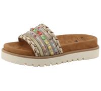 Pantolette MUSTANG SHOES "Malina", Damen, Gr. 41, braun (multicolor), Textil, Schuhe Pantolette, Sommerschuh, Schlupfschuh mit Flechtungen und bunten Nieten, Topseller (23417006-41)