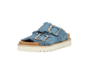 Pantolette MUSTANG SHOES "Mustang Shoes Pantoletten Textil", Damen, Gr. 39, blau (jeans), Textil, Schuhe Pantolette (25805536-39) jeans