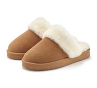 Pantolette "Pantoffeln, Clogs, Schlappen, Hausschuh", Damen, Gr. 37, braun (camelfarben), Obermaterial: 100% Rindsleder. Decksohle: 100% Lammfell. Futter: 100% Lammfell. Laufsohle: 100% Synthetik, VIV