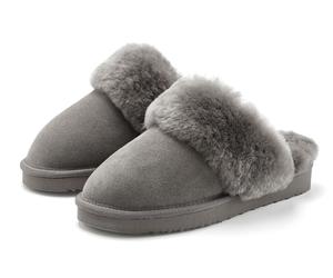 Pantolette "Pantoffeln, Clogs, Schlappen, Hausschuh", Damen, Gr. 41, grau, Obermaterial: 100% Rindsleder. Decksohle: 100% Lammfell. Futter: 100% Lammfell. Laufsohle: 100% Synthetik, VIVANCE DREAMS BY