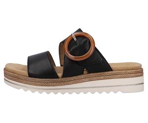 Pantolette REMONTE, Damen, Gr. 36, schwarz, Leder, unifarben, Schuhe Pantolette, Keilabsatz, Sommerschuh, Schlappen mit Zierschnalle (58335823-36) schwarz