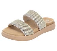 Pantolette REMONTE, Damen, Gr. 37, beige (creme), Textil, modisch, Schuhe, Plateau, Sommerschuh, Schlappen mit funkelenden Strasssteinen (66295153-37) creme