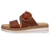 Pantolette REMONTE, Damen, Gr. 38, braun, Leder, unifarben, Schuhe Pantolette, Keilabsatz, Sommerschuh, Schlappen mit Zierschnalle, Topseller (98357852-38)