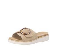 Pantolette REMONTE, Damen, Gr. 40, hellbeige, Ziegenveloursleder, unifarben, Basic, Schuhe Pantolette, Sommerschuh, Hausschuh mit praktischem Klettverschluss (62183542-40) hellbeige