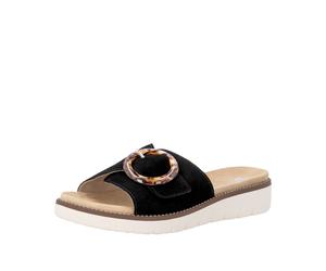 Pantolette REMONTE, Damen, Gr. 40, schwarz, Ziegenveloursleder, unifarben, Basic, Schuhe Pantolette, Sommerschuh, Hausschuh mit praktischem Klettverschluss (13136346-40) schwarz