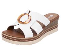 Pantolette REMONTE, Damen, Gr. 42, weiß, Leder, Lederimitat, unifarben, Schuhe Pantolette, Keilabsatz, Sommerschuh, Schlupfschuh mit schöner Zierschnalle (65973051-42)