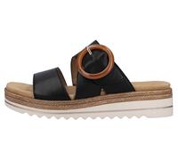 Pantolette REMONTE, Damen, Gr. 44, schwarz, Leder, unifarben, Schuhe Pantolette, Keilabsatz, Sommerschuh, Schlappen mit Zierschnalle, Topseller (58335823-44)