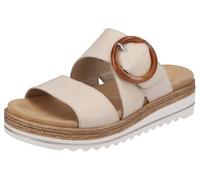 Pantolette REMONTE, Damen, Gr. 45, beige (creme), Leder, Schuhe Pantolette, Keilabsatz, Sommerschuh, Schlappen mit Zierschnalle, Topseller (48375201-45)