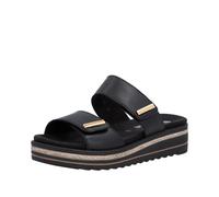 Pantolette REMONTE, Damen, Gr. 45, schwarz, Leder, unifarben, Schuhe Pantolette, Sommerschuh, Hausschuh, Plateauschuh mit Softfußbett (86743569-45) schwarz