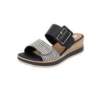 Remonte Keilsandalen D6463 Damen Leder/Textil Flechtoptik Schwarz/Creme Gr. 39