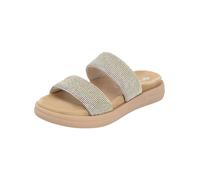 Pantolette REMONTE, Damen, Gr. 41, beige (creme), Textil, modisch, Schuhe, Plateau, Sommerschuh, Schlappen mit funkelenden Strasssteinen (66295153-41) creme
