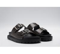 Pantolette REPLAY, Damen, Gr. 38, dunkelbraun, Lederimitat, Antik-Look, Basic, Schuhe Pantolette, Sommerschuh, Hausschuh, Zweischnaller, Strandschuh mit Tieffußbett (50177507-38) dunkelbraun