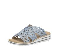 Pantolette RIEKER, Damen, Gr. 36, hellblau, Lederimitat, Schuhe Pantolette, Sommerschuh, Strandschuh, Hausschuh, Keilabsatz, mit Strass-Steinchen (56086324-36) hellblau