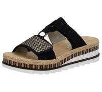 Pantolette RIEKER, Damen, Gr. 36, schwarz, Nubuklederimitat, Schuhe Pantolette, Keilabsatz, Sommerschuh, Schlappen mit weicher Innensohle (58988115-36) schwarz