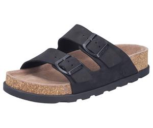 Pantolette RIEKER, Damen, Gr. 36, schwarz, Veloursleder, unifarben, Basic, Schuhe Pantolette, Hausschuh, Sommerschuh, Strandschuh, Zweischnaller mit Softfußbett, Topseller (69233755-36)