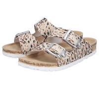 Pantolette RIEKER, Damen, Gr. 37, creme leo, Lederimitat, Schuhe Pantolette, Sommerschuh, Schlappen mit verstellbaren Schnallen (14313427-37) creme leo