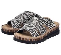Pantolette RIEKER, Damen, Gr. 37, schwarz-weiß (creme, schwarz), Lederimitat, Schuhe Pantolette, Keilabsatz, Sommerschuh, Schlappen mit Juteumrahmung, Topseller (78003804-37) creme, schwarz