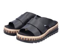 Pantolette RIEKER, Damen, Gr. 38, schwarz, Lederimitat, Schuhe Pantolette, Keilabsatz, Sommerschuh, Schlappen mit Juteumrahmung, Topseller (66851139-38) schwarz