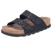 Pantolette RIEKER, Damen, Gr. 38, schwarz, Veloursleder, unifarben, Basic, Schuhe Pantolette, Hausschuh, Sommerschuh, Strandschuh, Zweischnaller mit Softfußbett (69233755-38) schwarz