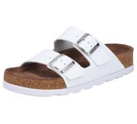Pantolette RIEKER, Herren, Gr. 38, weiß, Glattleder, unifarben, Basic, Schuhe Pantolette, Hausschuh, Sommerschuh, Strandschuh, Zweischnaller mit Softfußbett (52597331-38) weiß