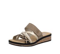 Pantolette RIEKER, Damen, Gr. 39, beige (beige, leo, goldfarben), Lederimitat, mehrfarbig, Schuhe Pantolette, Keilabsatz, Sommerschuh, Schlappen mit Klettriemchen, Topseller (88633442-39) beige, leo,