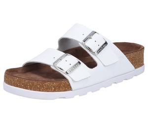 Pantolette RIEKER, Damen, Gr. 39, weiß, Glattleder, unifarben, Basic, Schuhe Pantolette, Hausschuh, Sommerschuh, Strandschuh, Zweischnaller mit Softfußbett (52597331-39) weiß