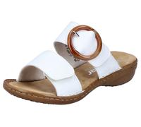 Pantolette RIEKER, Damen, Gr. 39, weiß, Lederimitat, Schuhe Pantolette, Keilabsatz, Sommerschuh, Schlappen mit großer Zierschnalle (62178464-39) weiß