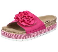 Pantolette RIEKER, Damen, Gr. 40, pink (fuchsia), Nubuklederimitat, Textil, Schuhe Pantolette, Sommerschuh, Schlappen mit modischem Plateau, Topseller (35149756-40)