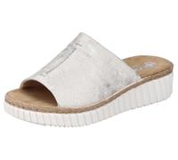 Rieker Damen-Pantolette mit Keilabsatz Silber-Beige-Weiß multicolor41