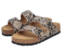 Pantolette RIEKER, Damen, Gr. 41, beige, kombiniert, Lederimitat, Schuhe Pantolette, Sommerschuh, Strandschuh, Hausschuh mit verstellbaren Schnallen (27480548-41) beige, kombiniert