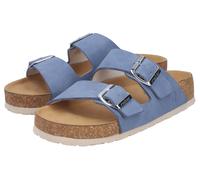 Pantolette RIEKER, Damen, Gr. 41, blau, Lederimitat, unifarben, Schuhe Pantolette, Sommerschuh, Strandschuh, Hausschuh mit verstellbaren Schnallen (87502623-41) blau
