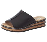 Pantolette RIEKER, Damen, Gr. 42, schwarz, Lederimitat, unifarben, Schuhe Pantolette, Plateau, Sommerschuh, Schlappen in klassischer Optik, Topseller (79366751-42)