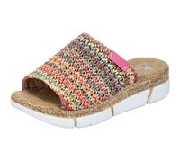 Pantolette RIEKER, Damen, Gr. 43, bunt (multi), Textil, Schuhe Pantolette, Keilabsatz, Sommerschuh, Schlappen im Sommerlook (92762005-43) multi