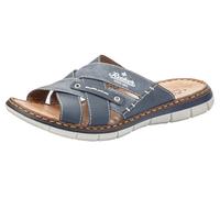 Pantolette RIEKER, Herren, Gr. 40, blau (jeansblau), Lederimitat, Schuhe Pantolette, Sommerschuh, Schlappen, Poolslides, mit Leder-Innensohle (60813948-40) jeansblau