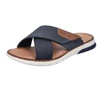 Pantolette RIEKER, Herren, Gr. 40, blau (navy), Lederimitat, Basic, Schuhe Pantolette, Sommerschuh, Schlappen, Klettschuh, mit Klettriemchen, Topseller (50118922-40)