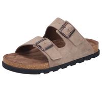 Pantolette RIEKER, Herren, Gr. 40, braun (hellbraun), Veloursleder, klassisch, Schuhe, Sommerschuh, Strandschuh, Hausschuh mit bequemem Fußbett (30581469-40) hellbraun