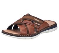 Pantolette RIEKER, Herren, Gr. 41, braun, Lederimitat, Textil, used, Schuhe Pantolette, Sommerschuh, Schlappen, Poolslides, mit Leder-Innensohle (19481359-41) braun