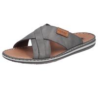 Pantolette RIEKER, Herren, Gr. 42, grau, Leder, unifarben mit Farbeinsatz, Schuhe Pantolette, Sommerschuh, Strandschuh, Schlappen, Hausschuh mit Label (14988948-42) grau